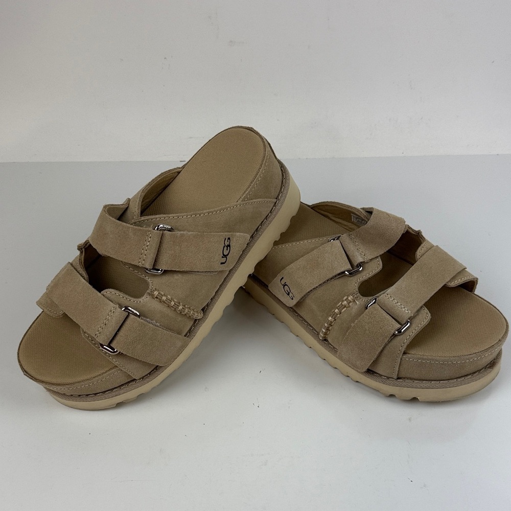 UGG Beige Double Strap Slides Sand Color  New Without Tag